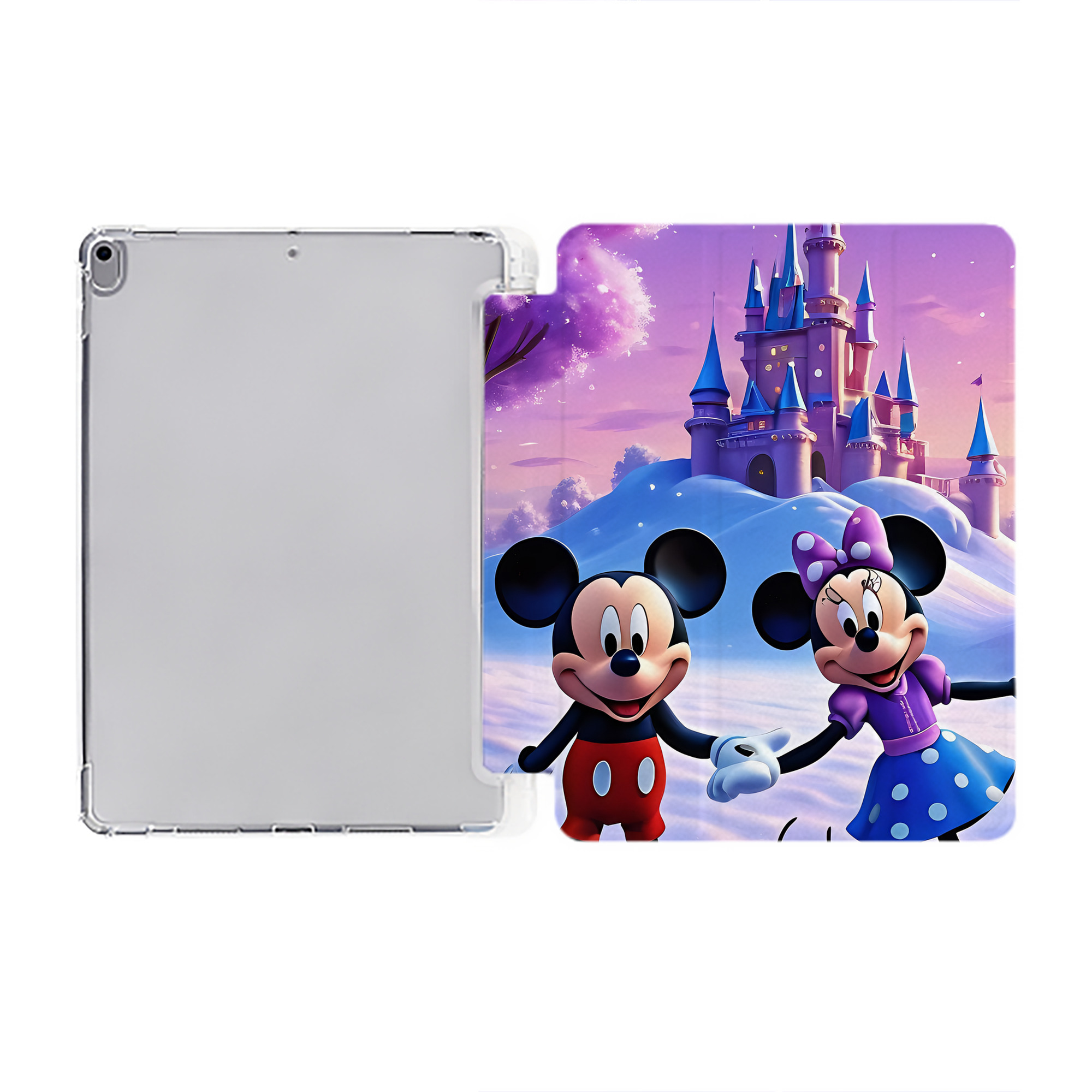 （画像用） ミッキーマウス Mickey Mouse IPad ケース ペン収納付き 三つ折りスタンド PUレザー×シリコン 対応機種9.5/10.5/10.9インチ